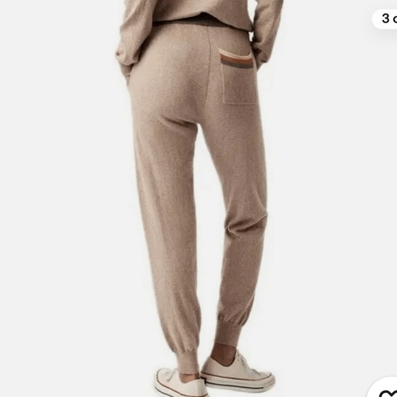 Faherty fireside Surf Stripe Surf Sweater Jogger Pants Small Cotton Cashmere Tan - Picture 2 of 8